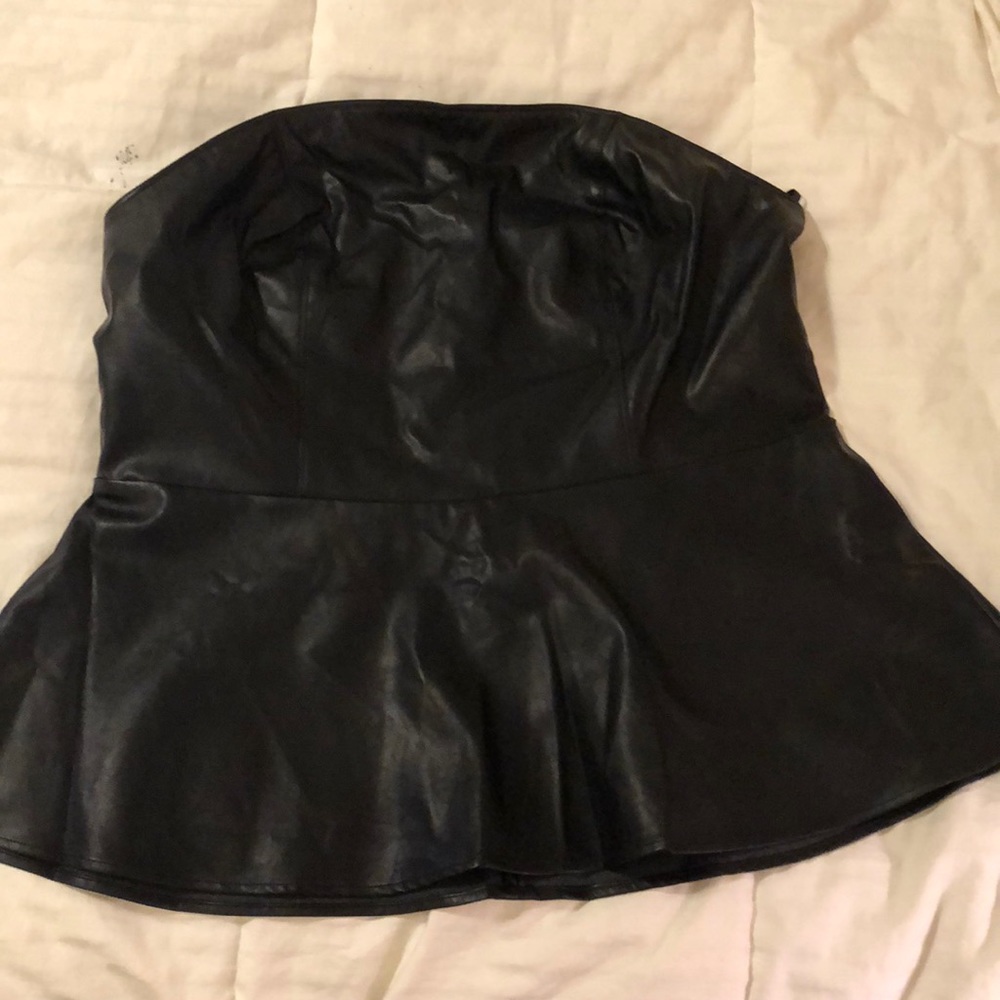 Black Faux Leather Bustier
